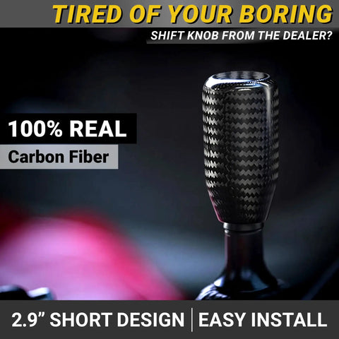 Real Carbon Fiber Shift Knob Upgrade With 4 Metal Adapters For 4 5 6 Speed Manual And Buttonless Automatic Transmissions Weighted