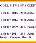 Submodel fitment exceptions for Volkswagen Right Side Mirror Glass not fitting certain Jetta, Passat, Sportwagen models.