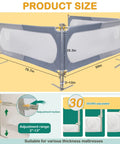 Toddler Bed Rail Guard For Kids Swing Down Safe Guard Rail Fits Queen And Full Size Beds Gray And White product dimensions