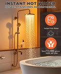 No Sweat Instant Hot Water Recirculation Pump With Slick Temp Control For Tank Heaters and Quick Connect Pex Lines, modern shower with golden fittings.