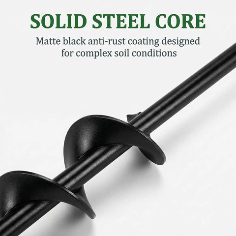 Heavy Duty Garden Auger Drill Bit For Planting 1.6 Inch By 16.5 Inch Post Hole Digger with matte black anti-rust finish