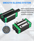 Pro Grade Linear Guide Rail Kit With 200mm Rails And Four HGH20CA Bearing Blocks for CNC routers, DIY automation projects.