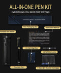 Premium Black Finish Fountain Pen With Fine Nib, Smooth Ink Flow, Full Starter Set Including Cartridges, Converter And Sleeve