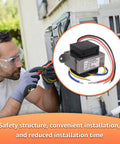 Man installing 24V Transformer Replacement For Motors Armatures 50354 Converting 120V 208V And 240V To 24V 40VA Closed Shell Design