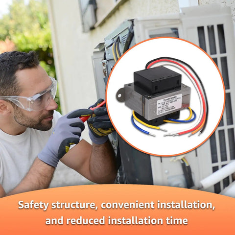 Man installing 24V Transformer Replacement For Motors Armatures 50354 Converting 120V 208V And 240V To 24V 40VA Closed Shell Design