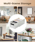 Adjustable Sliding Drawer Organizer With Telescopic Length For Kitchen And Office Seamless Expandable Closet Storage displayed in multiple home settings.