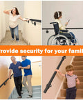 Top Shelf 7 Foot Industrial Pipe Stair Handrail In Classic Matte Black Finish for family safety on stairs, accessible for all.