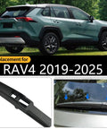 Premium Rear Windshield Wiper Blade And Arm Kit For Toyota Rav4 2019 2025 displayed on a vehicle showcasing its fit and sleek design.