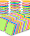 Bulk 60 Pads Sticky Notes 3 By 3 Inches 75 Sheets Each In 12 Colors displayed in rows, showcasing multicolor memo pads for classroom use.