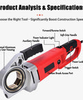 Detailed view of the Built Tough 2300W Electric Pipe Threading Machine showing controls and features including forward/reverse lever.