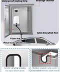 Heavy Duty Wall Mounted EV Charger Enclosure with Lock and Key, All Weather Stainless Steel Protector for Tesla Compatible Stations with drainage features.