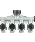 Beefy Aluminum Four Way Garden Hose Splitter With Built In Shut Off Valve Rock Solid Metal Water Manifold For Sprinklers Nozzles And Attachments Heavy Duty Outdoor Water Splitter, 4-outlet metal splitter