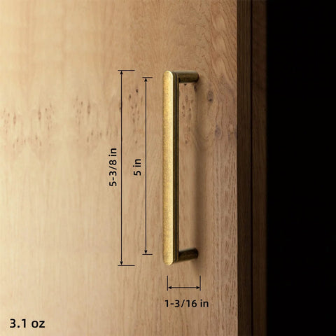 5 Inch Antique Brass Cabinet Pull Handles, 6 Pack, Grooved Texture Non Slip Grip For Farmhouse And Industrial Cabinetry