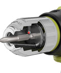 Close-up view of the 13mm quick-load chuck of the Badass 18V Brushless Cordless Drill with torque settings.