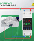Adjustable Voltage Protector Built Tough With 110V And 1 To 63A Smart Circuit Breaker Overcurrent Protection Low Voltage Cutoff 80 To 110V High Voltage Cutoff 130 To 150V DIN Rail AC Disconnect wiring diagram with load and display