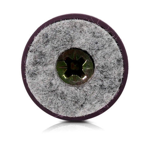 Close-up of Round Screw In Felt Furniture Sliders Three Quarter Inch Brown with visible central screw top view.