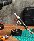 Heavy Duty Acetylene Jewelry Torch Stand With Magnetic Base Pro Grade Non Slip Welding Torch Holder shown on workbench