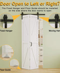Space Saving 64 By 84 Inch Pre Assembled Solid Core Bifold Barn Door With White Primed Finish Folding Barn Door Kit Included For Closet Pantry Laundry Office Study And More front view installed in modern setting