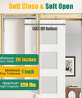 Pocket Door Hardware Kit With Soft Close And Soft Open, Smooth Sliding 72 Inch Door Rail Set, Top Mounted System, installed display