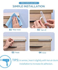 Step-by-step installation of Clear Silicone Cabinet Door Bumper With Strong Adhesive 3M Backing on wooden surface