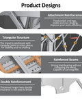 Heavy Duty Portable Scaffolding And Adjustable Work Platform With Rock Solid Stability and Zero Sweat Folding Setup for Ace Ceiling Jobs showing triangular structure and reinforced beams.