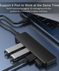 Four Port USB 3.0 Hub Splitter For Laptop, Xbox, And PC Accessories, Plug And Play USB Expansion Not For Charging, connected to laptop