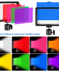 Two Pack Dimmable USB LED Video Lights 5600K with color filters in various colors for photo studio, YouTube, TikTok, streaming and video creation