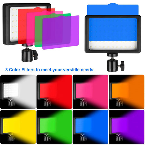 Two Pack Dimmable USB LED Video Lights 5600K with color filters in various colors for photo studio, YouTube, TikTok, streaming and video creation