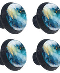 Top Shelf 4 Pack Of 1.37 Inch Round Cabinet Knobs Serving A Sharp Blue Marble Pattern Durable Glass Composite Includes Heavy Duty Stainless Steel Screws A Major Game Changer For Quick Kitchen Cupboard Drawer Home Refresh Projects.