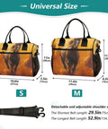 Size comparison of insulated lunch cooler tote bag for outdoor picnics and camping, keeps food hot or cold with durable nylon shell