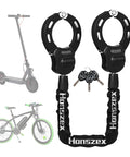 Heavy Duty Bike Lock Chain With Key For Electric Scooters And E-Bikes - 36.22 Inch Alloy Steel Security Cable, Ultra Secure Lock For Bicycles, Motorcycles, Shopping Carts, Baby Strollers, And More, Built To Lock Down Thieves. Black alloy steel chain lock with keys for scooter and bike security