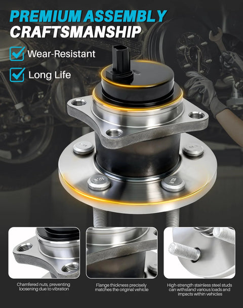 Rear Wheel Bearing Hub Assembly 512403 for 2009-2019 Corolla and 2009-2013 Matrix Base 1.8L, 2009-2010 Pontiac Vibe Base 1.8L