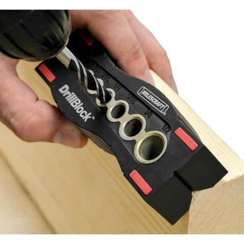 No Fuss Setup Circle Guide Kit And Drill Block Bundle For Exact Router Cutouts and Bullseye Handheld Drilling in use with drill