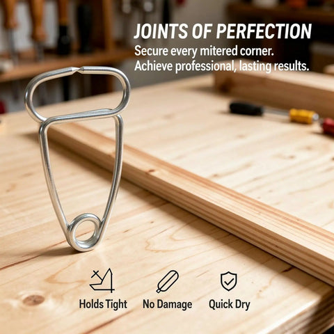 Dandy 12 Pcs Stainless Steel Woodworking Miter Spring Clamp Kit With Pointed Tip For Frame Molding, Diy Craft, And Glue Drying, Featuring D O Loop Designs To Nail Your Projects Like A Boss. stainless steel clamp on wood joint