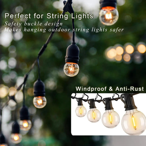 Super Slick Dead Simple Q-Hanger Hooks 20 Pack For Indoor Ceiling And Covered Patio String Lights Plus Hanging Plants Wind Chimes With Drywall Anchor Inserts Black Square Frame