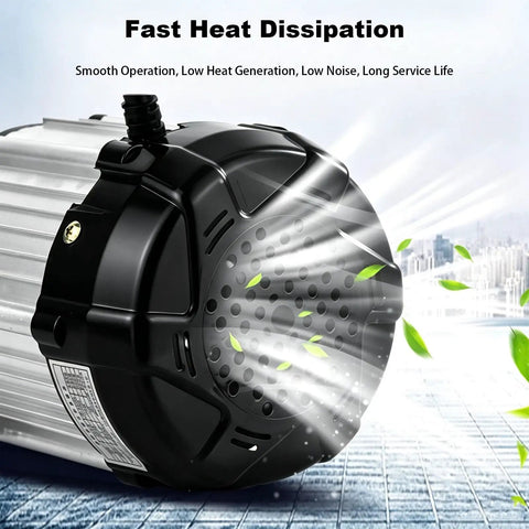 Close-up of Heavy Duty Brushless Differential Axle Motor For Go Karts Trikes Quad And Atvs Featuring Built Different Pure Copper Windings, showcasing heat dissipation design.