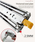 Bulletproof Heavy Duty Steel Drawer Slides And Three Section Fully Extended Rails With Secure Lock, 76mm width, 2.5mm steel thickness.