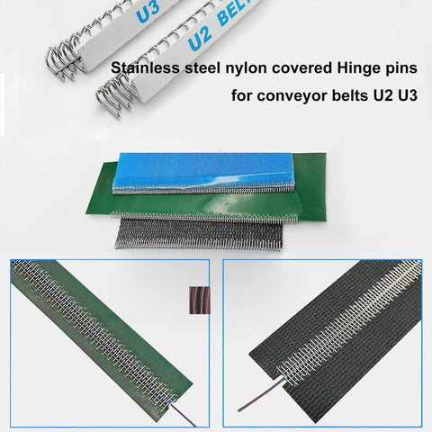 Hinge Pins For U2 And U3 Conveyor Belts Nylon Coated Locking Pins With 2.3 Millimeter Wire Diameter And 304 Stainless Steel Core