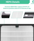 Close-up view of Two Pack Replacement HEPA Filters For 200 And 300 Series Air Purifiers, Easy Install, fine pleated design.