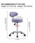 Pneumatic Height Adjustable Rolling Swivel Stool With Ergonomic Backrest And Heavy Duty Metal Base 360 Degree Rotation Made For Salon Massage Shop And Kitchen Durable Purple Seat