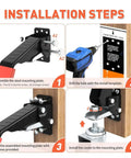 Installation steps for Heavy Duty Retractable Caster Wheels Four Piece Kit showing assembly and mounting process.