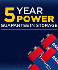 Fusion 9V Alkaline Batteries 2 Pack Workhorse Power For High Drain Toys Smoke Detectors And Wireless Microphones With Long Lasting Energy And A 5 Year Storage Guarantee, showing batteries with 5-year storage guarantee.