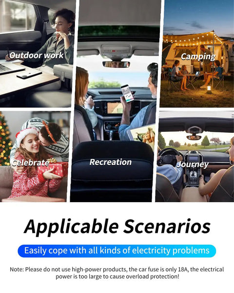Hella Reliable 200W Car Power Inverter With Dual AC Outlets, 30W PD Fast Charger And QC3.0 USB Port, Zero Hassle DC To AC Converter for outdoor work, camping, and travel.