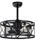 Neojoyoenix 20" 'Industrial Ceiling Fan with Remote Control,3 Speed,AC Motor, Timing,5 PC Blades Small Size - for Bedroom, Living Room ,  NOT Included Bulbs ,  Matte Black, top view highlighting the fan blades and grill design.