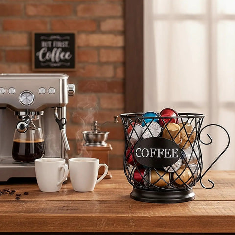 K Cup Holder Coffee Pod Organizer For 35 K Cups Keurig Storage On Countertop Matte Black Open Top Design in kitchen
