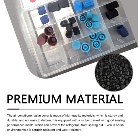 26Pcs R12 R134a AC Caps For Car 10 Sizes Valve Core Dust Cover Kit in storage box with varied plastic caps