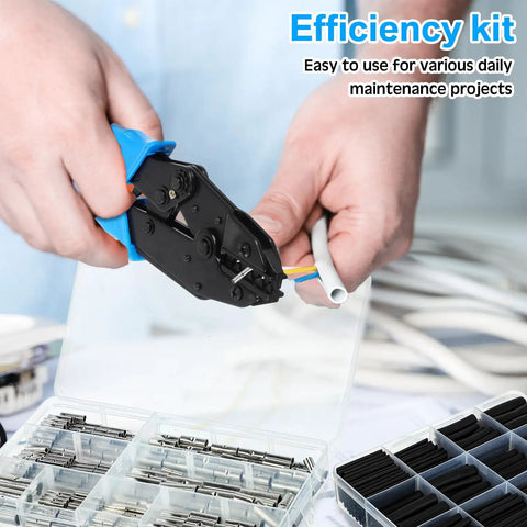 All In One Wiring Repair Kit With 380 Pcs Non Insulated Butt Connectors And 400 Pcs Heat Shrink Tubing Include Durable Crimping Tool For 26 To 6 Gauge Wiring Adhesive Lined 3 To 1 Ratio For Auto Boat And Home Projects