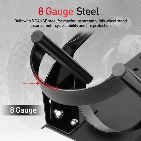 Beefed Up Universal Motorcycle Wheel Chock And Front Wheel Stand For Trailers 1800 Pound Capacity Adjustable Wheel Locks