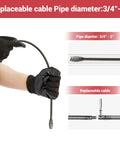 Hand holding a replaceable cable for 20 Volts Cordless Electric Drain Auger, suitable for 3/4" to 2" pipes.