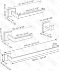 Technical drawing of 4 Piece Matte Black Bathroom Hardware Set Stainless Steel Towel Bar Hand Towel Holder Toilet Paper Holder